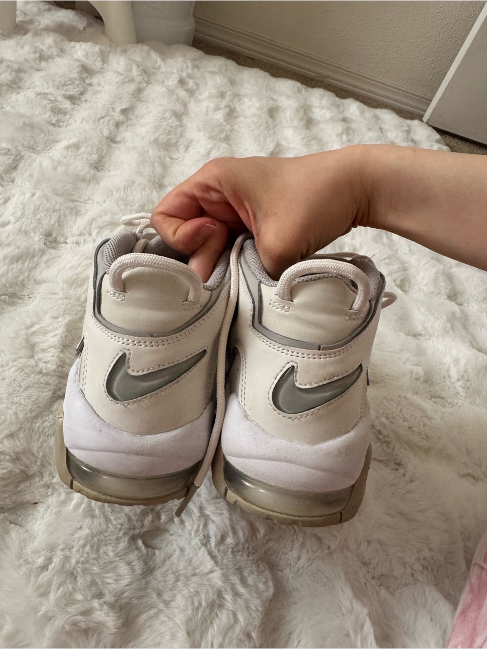 Nikee White and Tan Air More Uptempo Sneakers - Picture 5 of 5